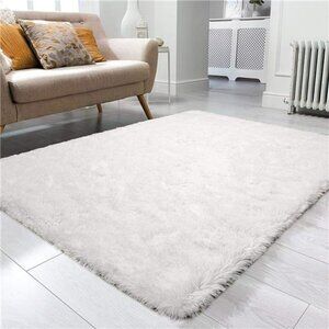 Fluffy Cream White Shag Rug 3x5 Soft Fuzzy Area Carpet Bedroom Living Room